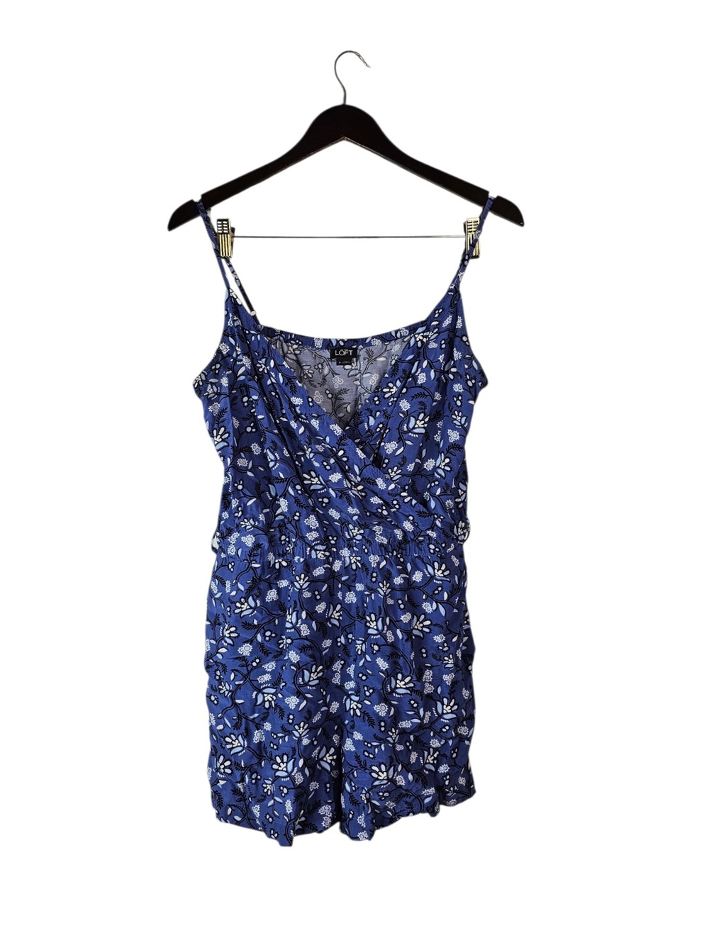 LOFT Women's Blue Floral Cami Romper Size Medium